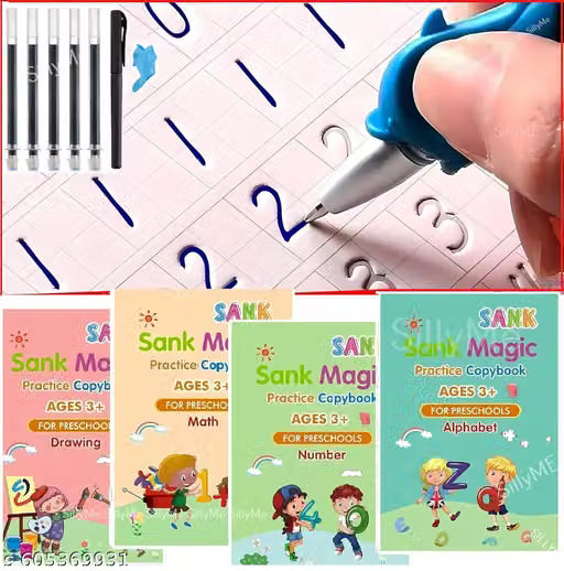 Sank Magic Writing Book Set for Kids – 4 Books + 10 Refills + Magic Pen & Grip